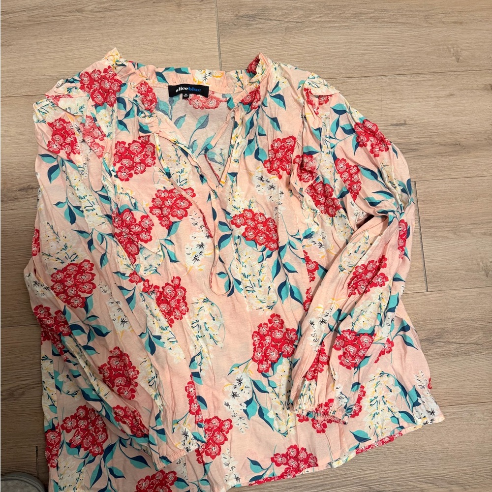 Alice Blue Red and Blue Floral Blouse - Picture 2 of 3